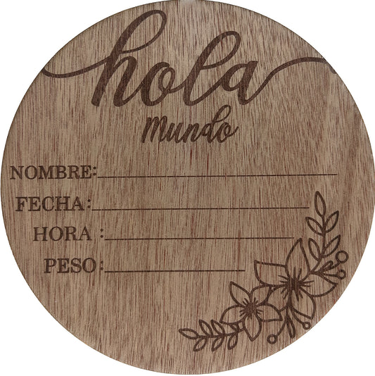 Tablero madera nacimiento bebé