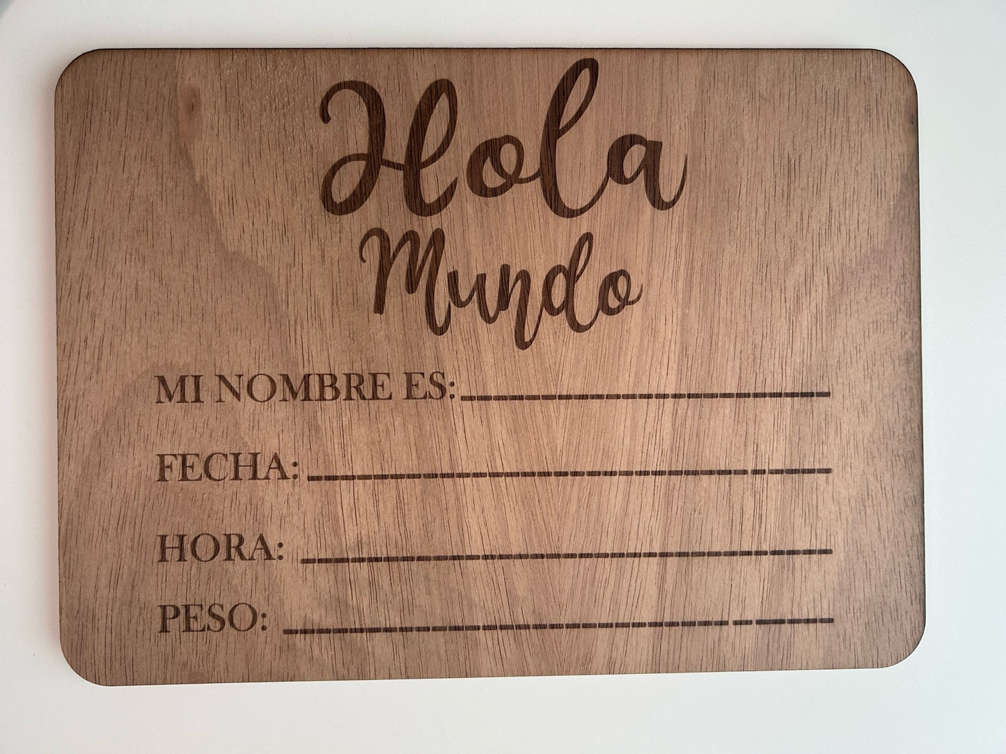 Tablero madera nacimiento bebé